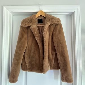 Theory faux fur coat jacket size small